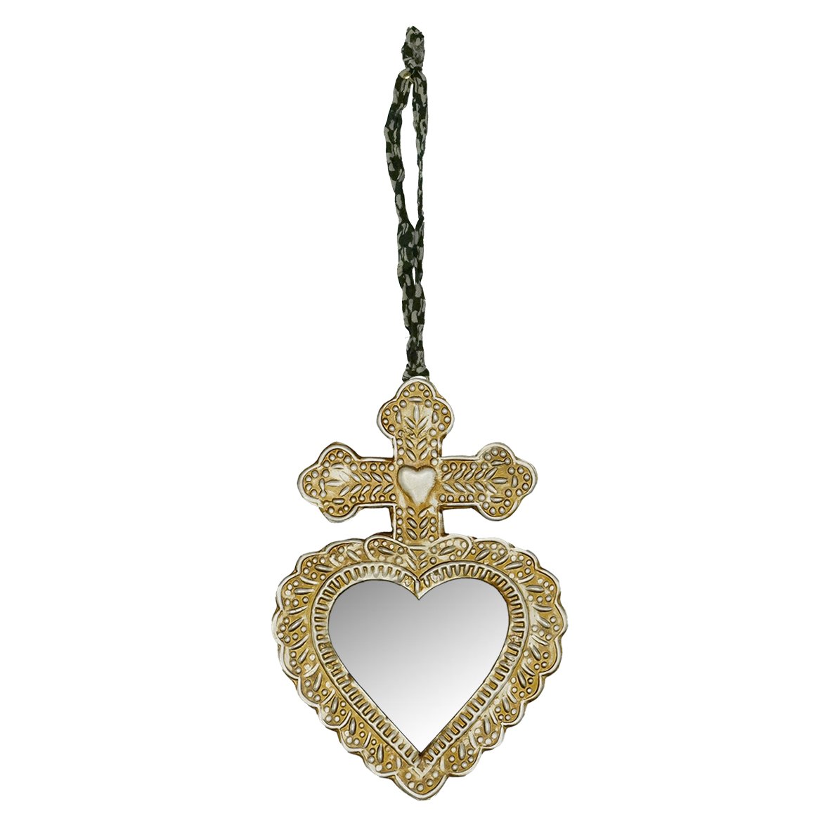 Miroir ex-voto Arles laiton argenté antique
