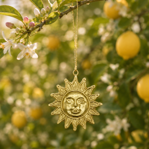 Lot de 2 breloques soleil laiton recyclé antique