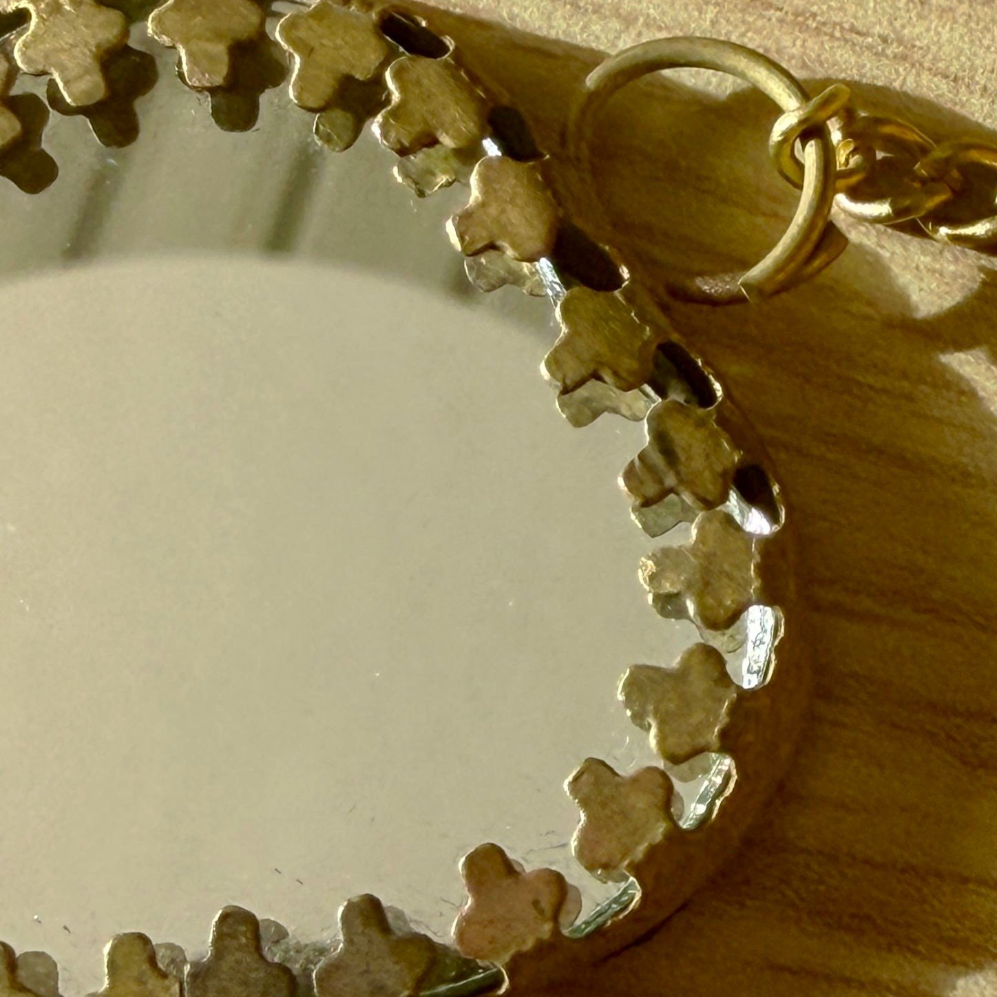 Mini miroir coeur serti verre et laiton antique – Image 4