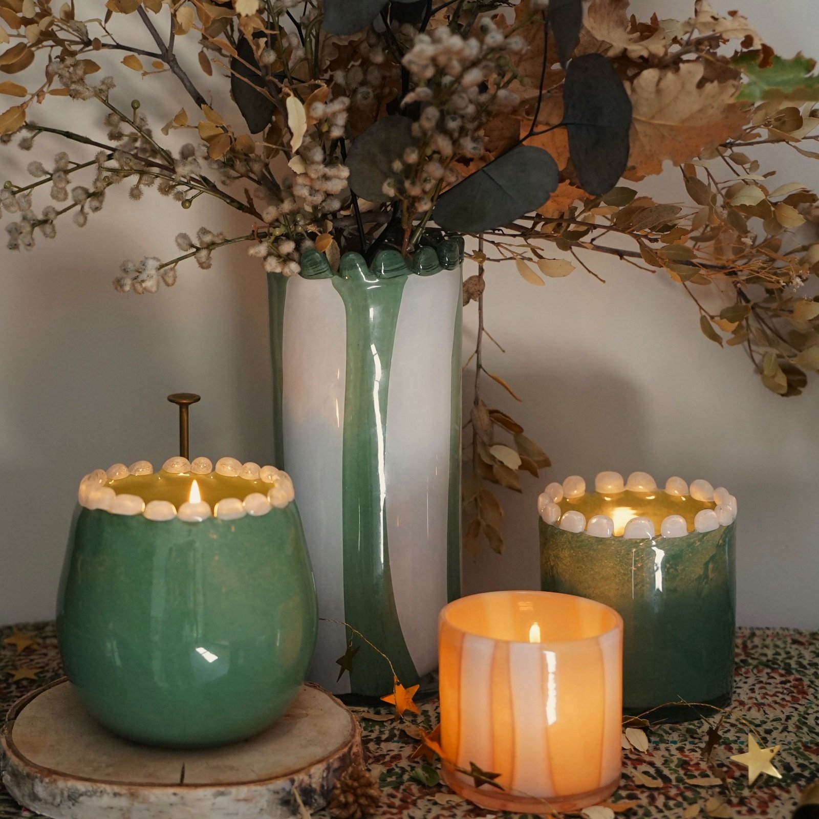 Photophore en verre soufflé moka/beige – Image 2