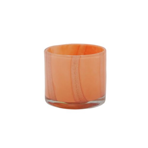photophore verre soufflé rayé peach et lilas