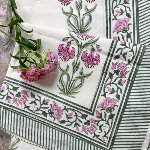 Nappe Bengalore, coton imprimé blockprint