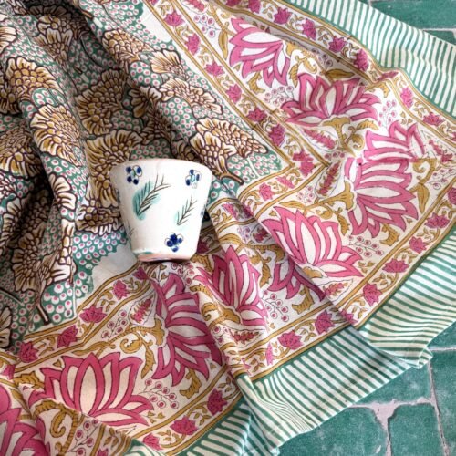 Nappe Constance en  coton imprimé blockprint