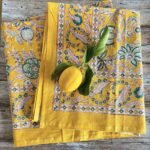 Nappe Versailles soleil, coton imprimé blockprint - 150 x 220 cm