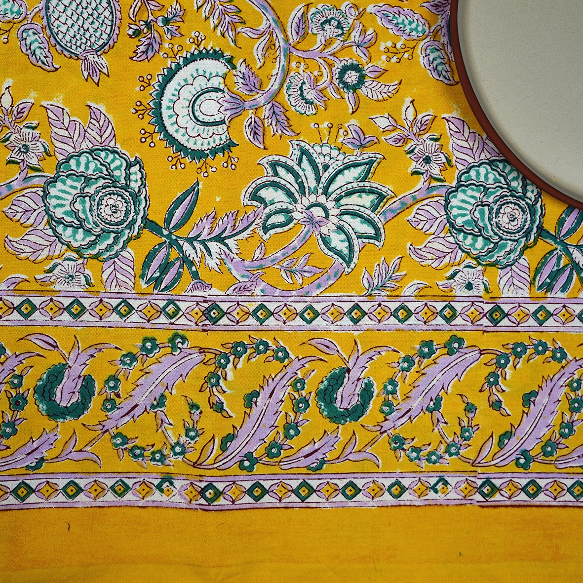 Nappe Versailles soleil, coton imprimé blockprint – Image 3