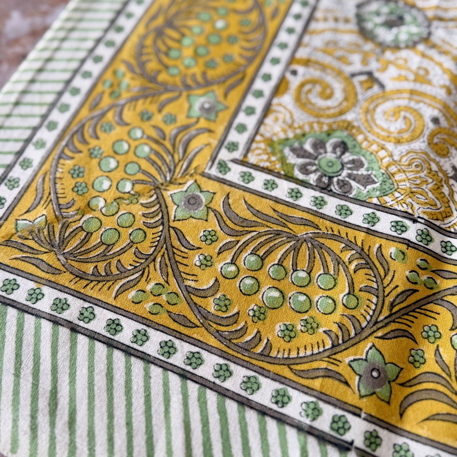 Nappe Madame de Sévigné mimosa, coton imprimé blockprint – Image 2