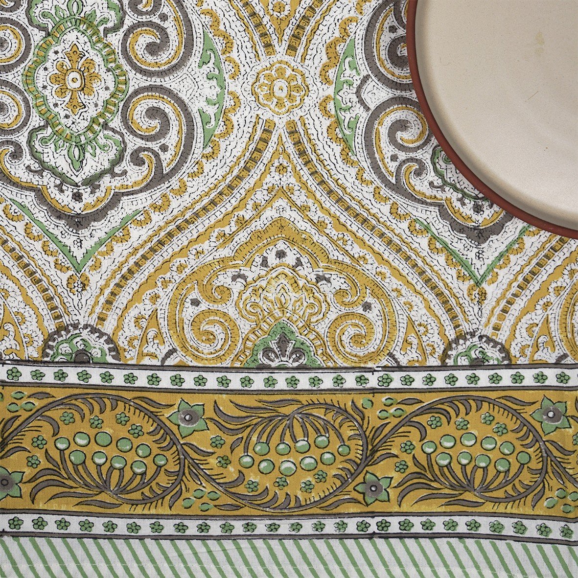 Nappe Madame de Sévigné mimosa, coton imprimé blockprint – Image 3