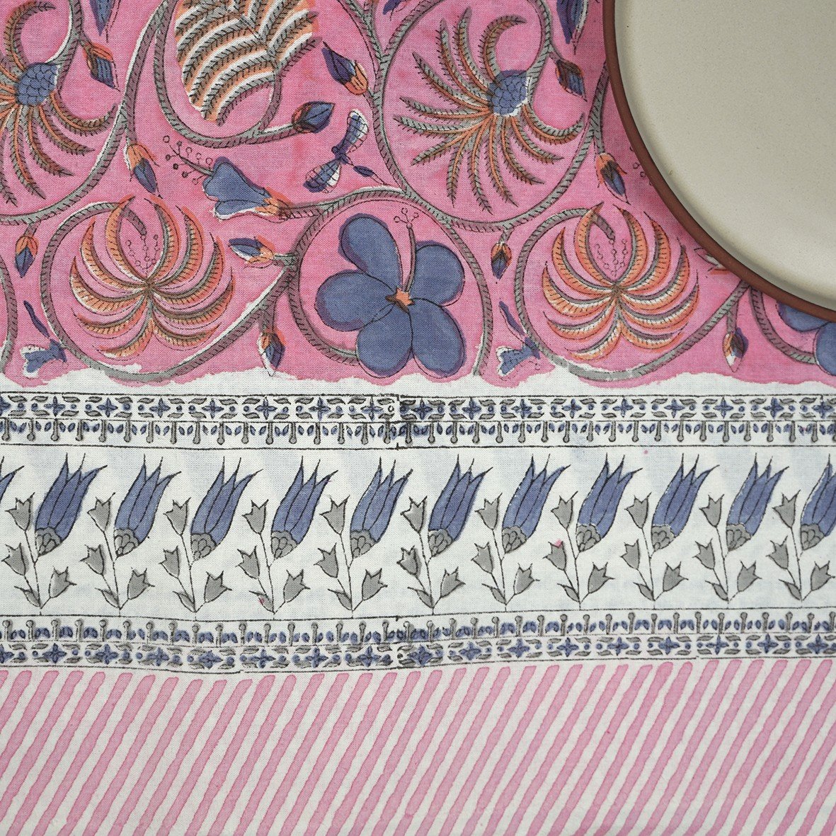 Nappe Miami Beach, coton imprimé blockprint