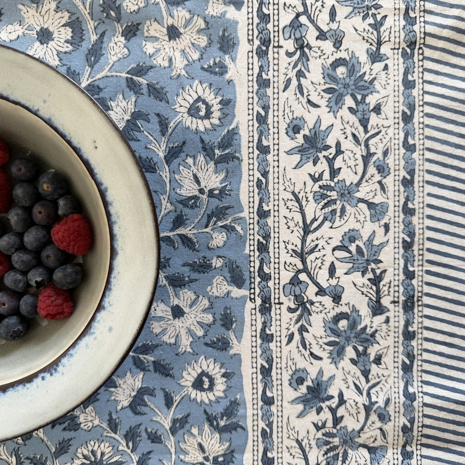 Nappe Forget me not, coton imprimé blockprint – Image 3