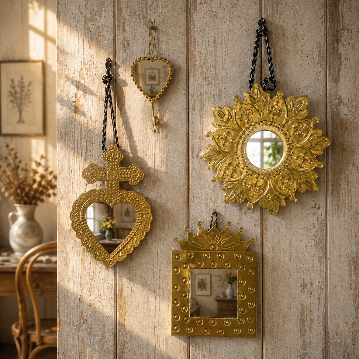 Miroir ex-voto Arles laiton antique – Image 2