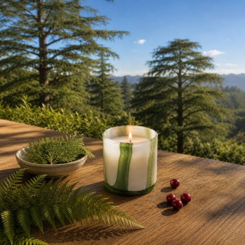 Bougie Green Vibes dans photophore 180g, made in Provence