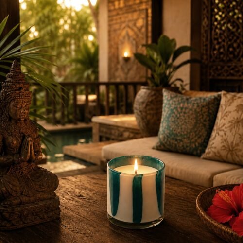 Bougie Bali Spirit dans photophore 180g, made in Provence