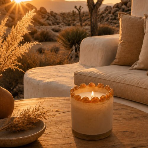 Bougie Solar Lounge dans photophore 350g, made in Provence