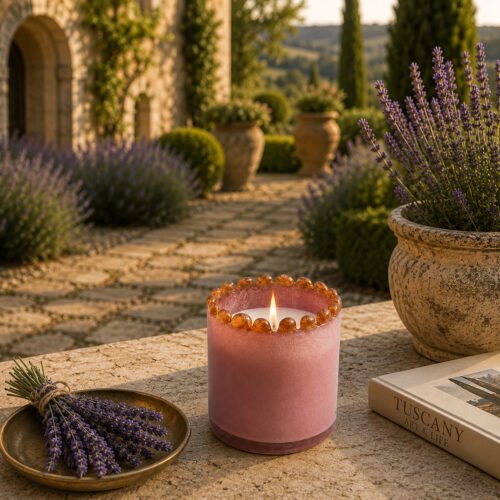 Bougie Dolce Vita dans photophore 350g, made in Provence