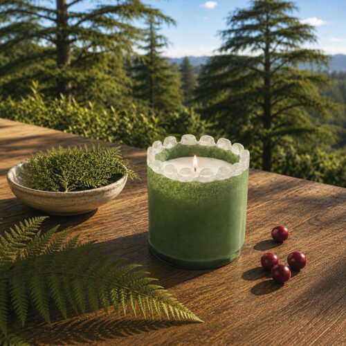 Bougie Green Vibes dans photophore 350g, made in Provence