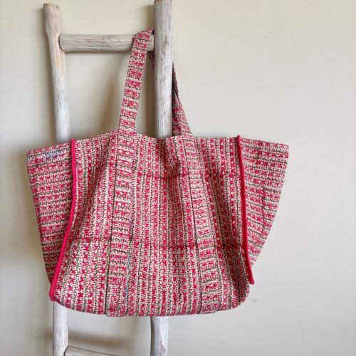 Grand sac cabas XL en kantha vintage imprimé blockprint #59