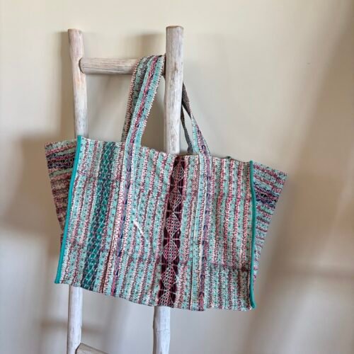 Grand sac cabas XL en kantha vintage imprimé blockprint #33