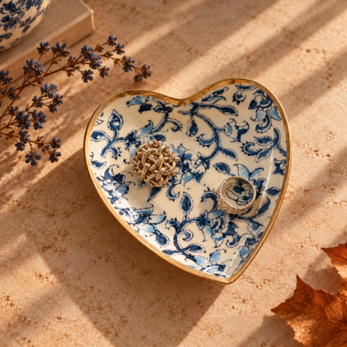 Coupelle coeur Ispahan métal émaillé, bord doré