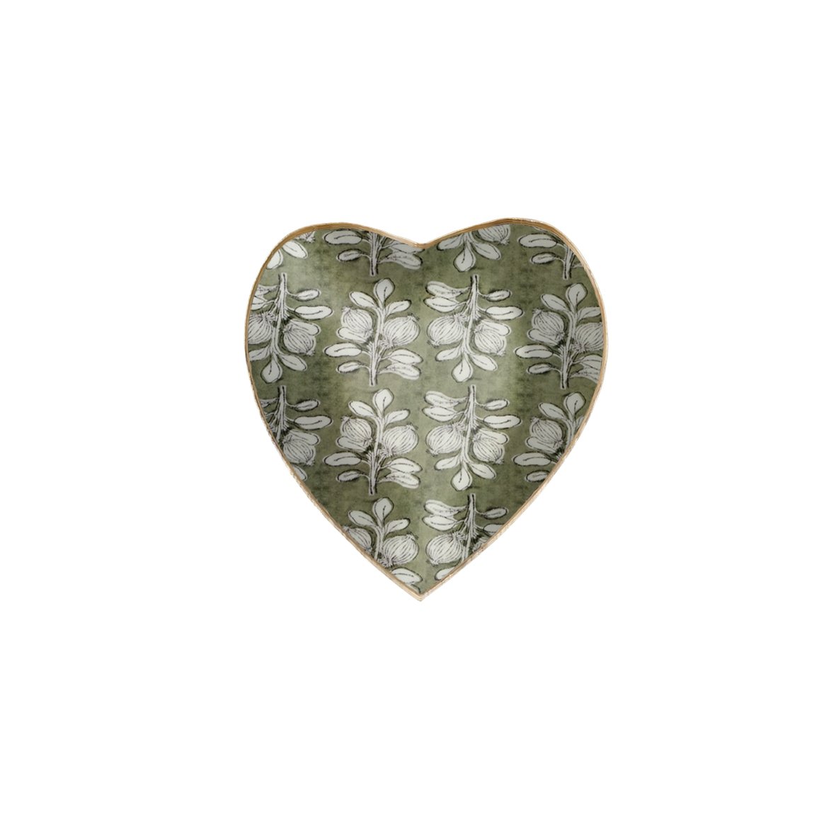 Coupelle coeur métal émaillé Alhambra olive, bord doré – Image 2