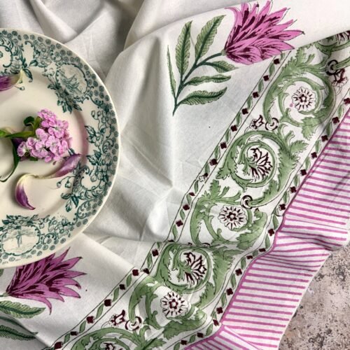 Nappe Leela, coton imprimé blockprint
